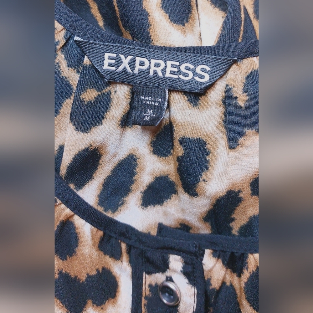 Express Leopard Print Button Up Blouse Size Mediu… - image 6
